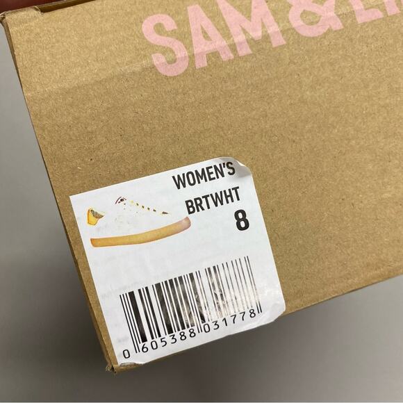 Sam & Libby Sneaker Lace Up Shoe White Tan Flat Comfort Womens Size 8 NIB NEW - Picture 8 of 9